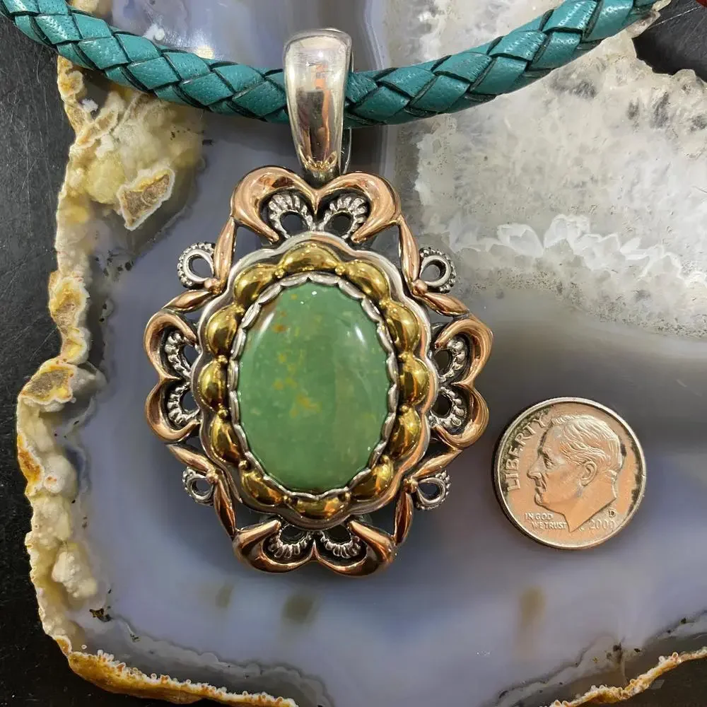 Carolyn Pollack Southwestern Style Mix Metal Turquoise & Rhodonite Pendant